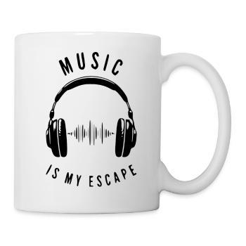 Music is my escape - Headphones & Soundwave - Mug - white - Right