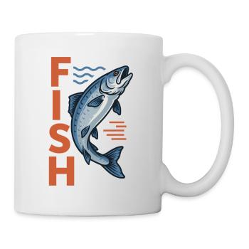 Logo du poisson POISSON : Look de pêche fort - Mug blanc - blanc - Droite