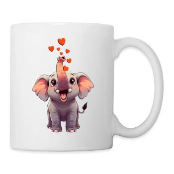 Elefant trompetet Herzen - Tasse - Weiß - Rechts