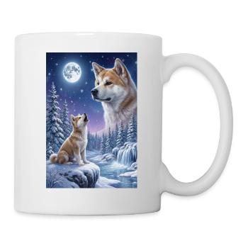 Howling to the Moon Meme Animal Dog Akita Inu - Mug - white - Right