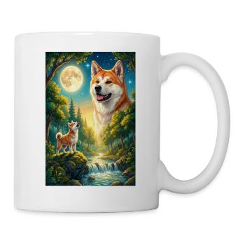 Howling to the Moon Meme Animal Dog Akita Inu - Mug - white - Right