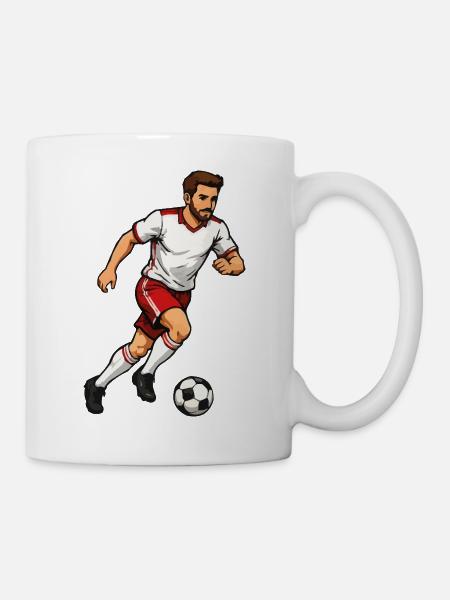 Dynamischer Fußballer im Sprint - Tasse - Weiß