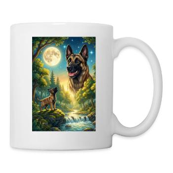 Hurlant à la Lune Mème Chien Belge Malinois - Mug blanc - blanc - Droite