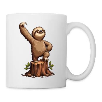 Célébration du paresseux sur une souche d’arbre - Mug blanc - blanc - Droite