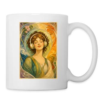 Frau im Stil des Art Nouveau mit Kopfhörern . 3 - Tasse - Weiß - Rechts