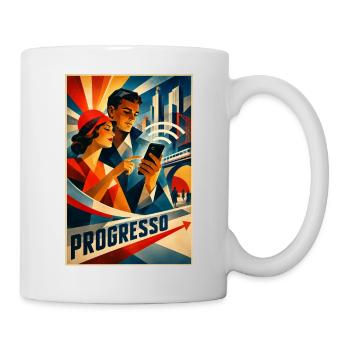Paar mit Smartphone - Tasse - Weiß - Rechts