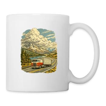 LKW Fahrer Lastwagen Fernverkehr Straße Berge - Tasse - Weiß - Rechts
