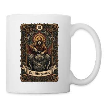 Der Mechaniker Tarotkarte Werkstatt Beruf - Tasse - Weiß - Rechts