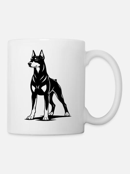 Dobermann stehend schwarz - Tasse - Weiß