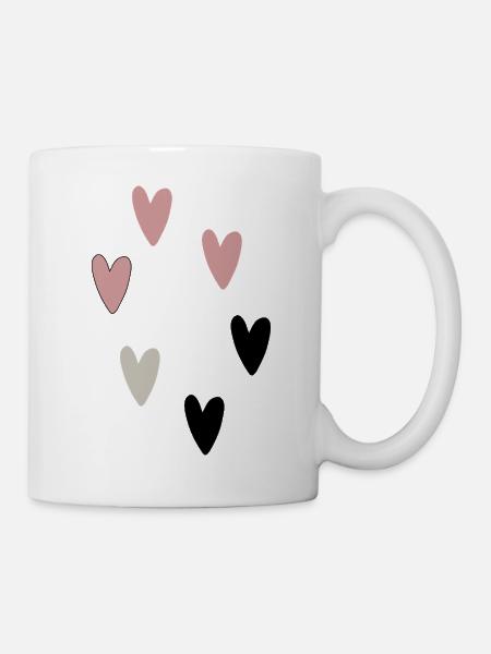 Rosé, Gray & Black Heart Pattern I Heart Collection - Mug - white
