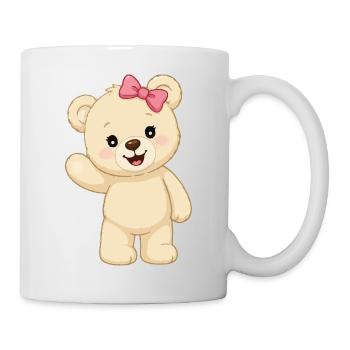 Ours câlin avec nœud rose - Mug blanc - blanc - Droite