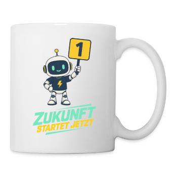 Zukunft Startet Jetzt Roboter - Tasse - Weiß - Rechts