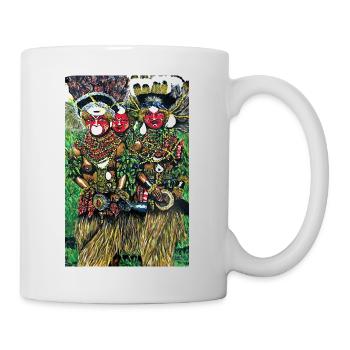 Danseurs tribaux masqués de Papouasie-Nouvelle-Guinée - Mug blanc - blanc - Droite