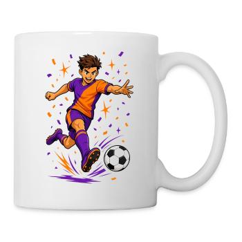 Fußball Torschuss Spieler Cartoon - Tasse - Weiß - Rechts