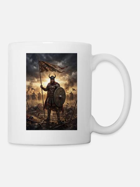 Wikinger-Krieger mit Kampfgeburt - Tasse - Weiß