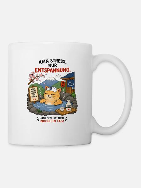 Katzen-Onsenruhe - Tasse - Weiß