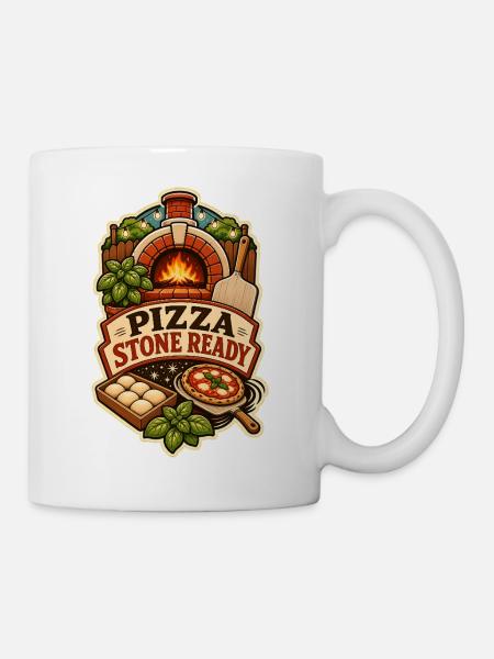 PIZZA STONE READY - Tasse - Weiß