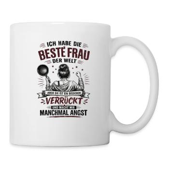 Beste Frau der Welt Verrückt Lustiges Geschenk - Tasse - Weiß - Rechts