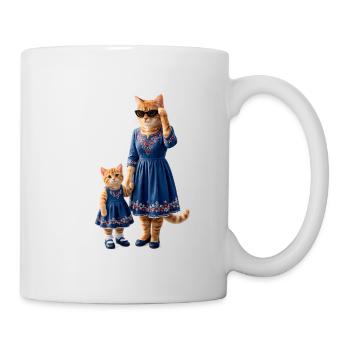 Minettes Story – Ginger Cat Mom & Kitten - Mug blanc - blanc - Droite