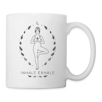 Inhale Exhale Yoga - Tree Pose Meditation Boho - Mug - white - Right