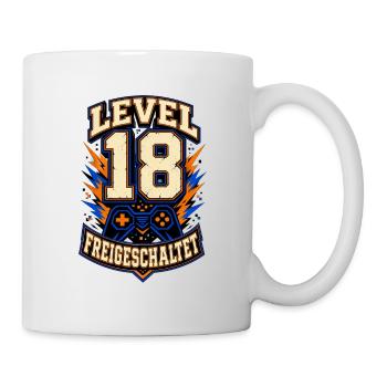 Level 18 freigeschaltet – Gamer Geburtstag - Tasse - Weiß - Rechts