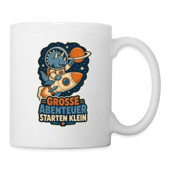 Dino Astronaut – Große Abenteuer starten klein - Tasse - Weiß - Rechts