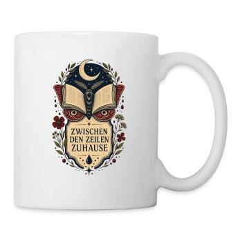 Zwischen den Zeilen zuhause – Bücherliebe - Tasse - Weiß - Rechts