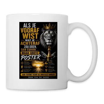 Koninglijke Leeuw Poster: Focus en Vooruitgang - Mok - wit - Rechts