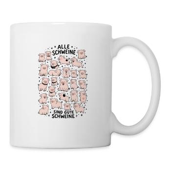 Kuschelige Schweinebande - Tasse - Weiß - Rechts
