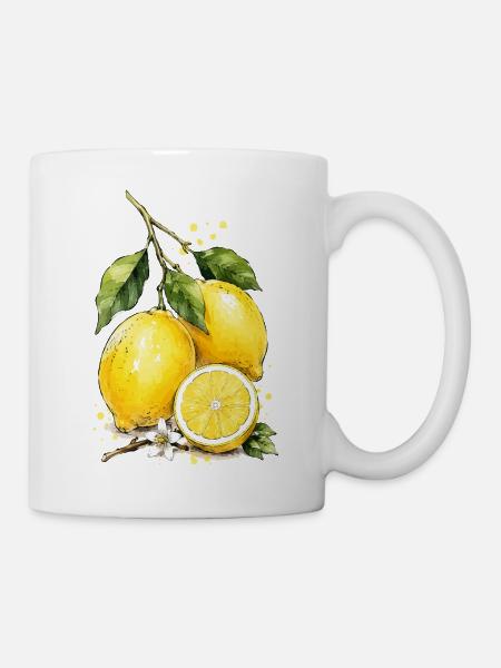Zitronen Aquarell Frische - Tasse - Weiß