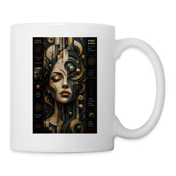 Visage géométrique en mosaïque steampunk - Mug blanc - blanc - Droite
