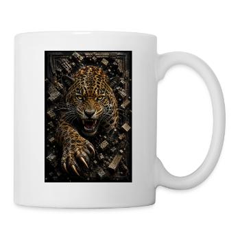 Léopard en furie parmi les blocs - Mug blanc - blanc - Droite