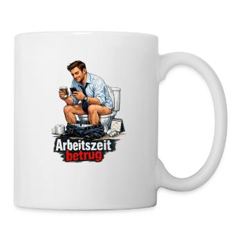 Arbeitszeit Betrug Satire - Tasse - Weiß - Rechts