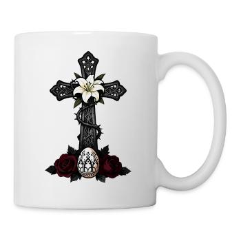Dark Cross Lily Rose Design - Mug - white - Right