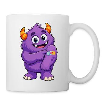 Lila Monster mit Pflaster - Tasse - Weiß - Rechts