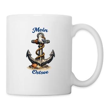 Moin Ostsee Anker Möwe Design - Tasse - Weiß - Rechts