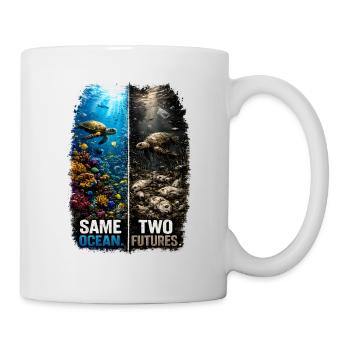 Same Ocean. Two Futures. – Meeresschildkröte - Tasse - Weiß - Rechts