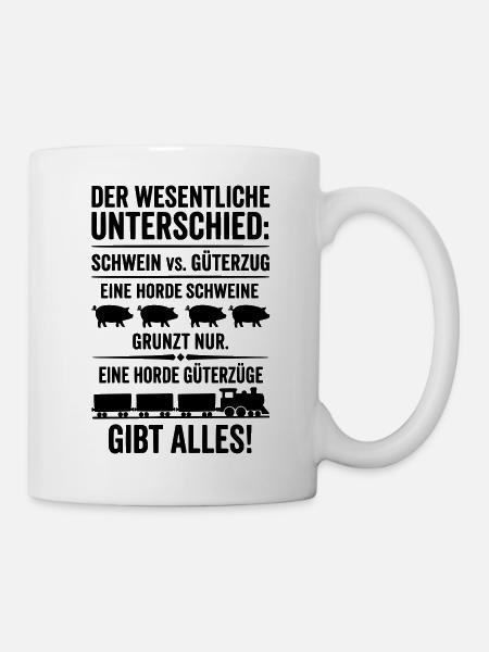 Güterzug VS Schweinehorde - Tasse - Weiß