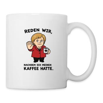 Politikerin Karikatur mit Kaffeebecher - Tasse - Weiß - Rechts