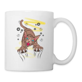 Moonlit Werecat Claw Tee – Katze kratzt Krallen - Tasse - Weiß - Rechts