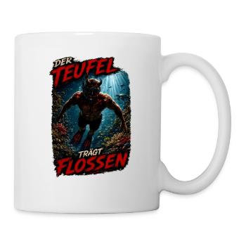 Der Teufel Trägt Flossen – Teufel Taucher - Tasse - Weiß - Rechts