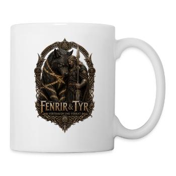 Fenrir & Tyr: Verrat und Mut - Tasse - Weiß - Rechts