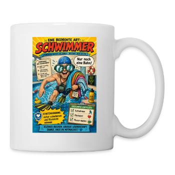 Der Schwimmer – nur noch eine Bahn - Tasse - Weiß - Rechts
