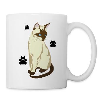Elegante Siamkatze mit blauen Augen - Tasse - Weiß - Rechts