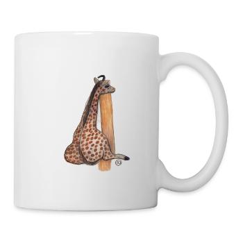 Giraffenfreund am Baumstamm Aquarell - Tasse - Weiß - Rechts