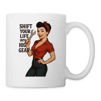 Pin-up Mécanique de voitures : Transforme ta vie - Mug blanc - blanc - Droite