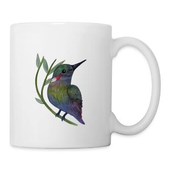 Colorful hummingbird on leaf branch - Mug - white - Right