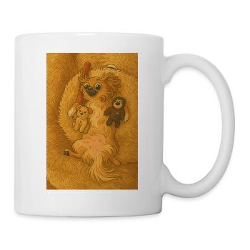 Mila Flauschiger Kuschelhund mit Spielzeugfreunden - Tasse - Weiß - Rechts