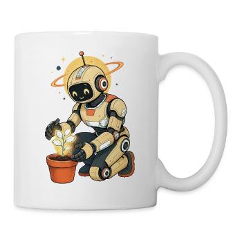 Robot with green thumb - Mug - white - Right