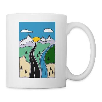 Gebirgsfluss Landschaft - Tasse - Weiß - Rechts